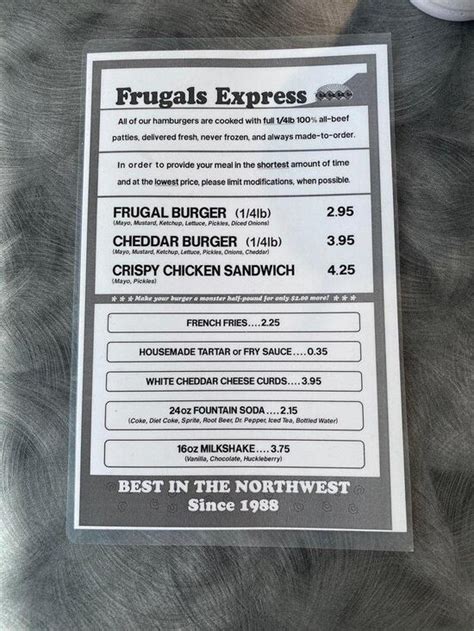 frugals menu  $ Pizza, Sandwiches, Wraps